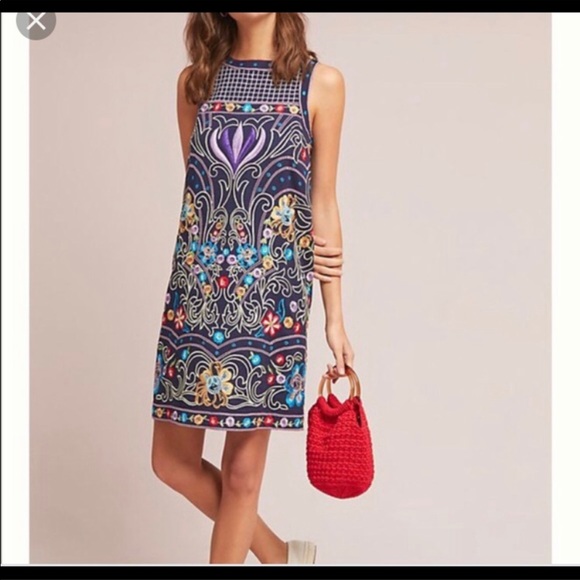 Anthropologie Dresses & Skirts - Stunning Maeve navy embroidered Anthropologie NWOT